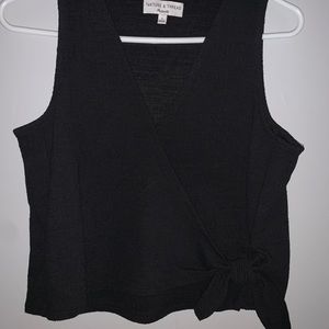Madewell Texture & Thread Black Wrap-Tie Tank Top